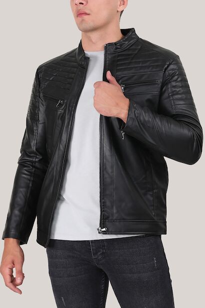 Erkek Hakim Yaka Deri Mont 