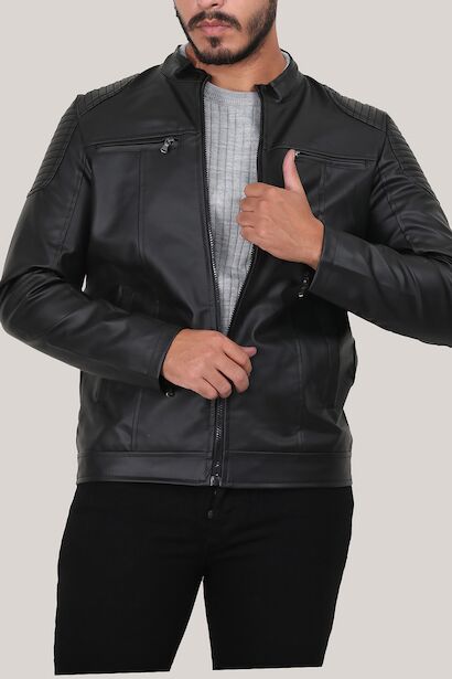 Erkek Hakim Yaka Deri Mont 
