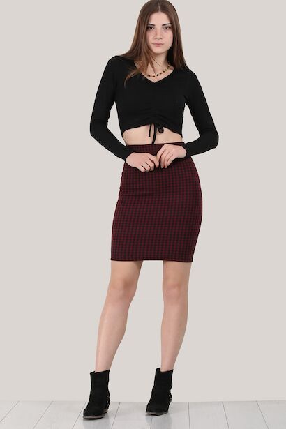 Kadın Kısa Kaşe Etek 