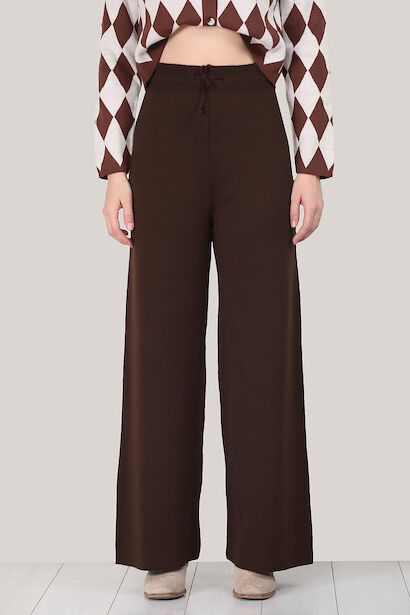 Kadın Triko Bol Paça Pantolon 