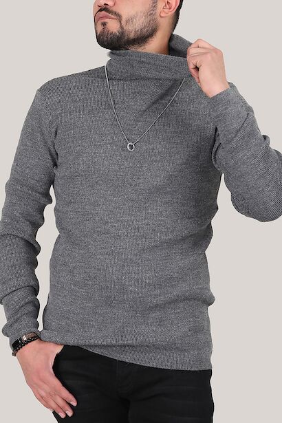 Erkek Balıkçı Yaka Fitilli Triko Kazak 