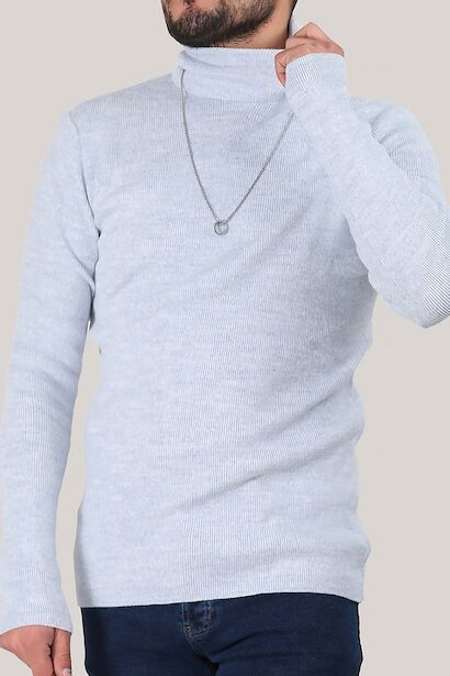 Erkek Balıkçı Yaka Fitilli Triko Kazak 