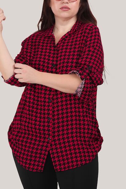 Büyük Beden Kol Katlamalı Gömlek 