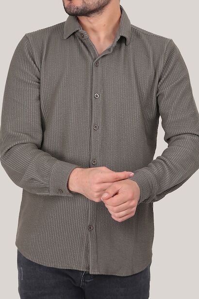 Erkek Çizgili Uzun Kol Düğmeli Gömlek 