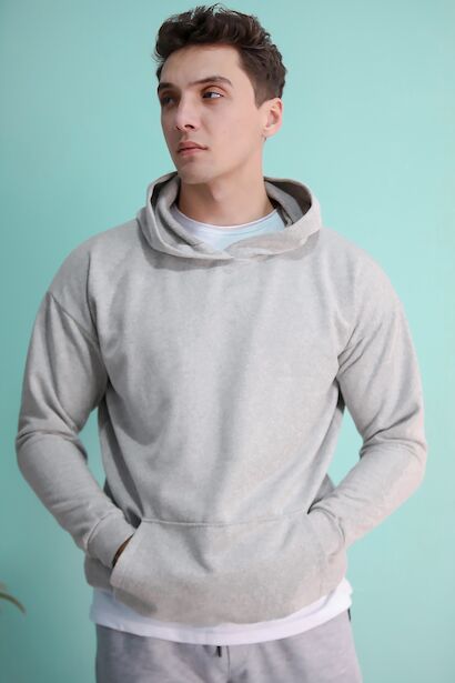 Erkek İçi Şardonlu İki İplik Kapşonlu Sweat 