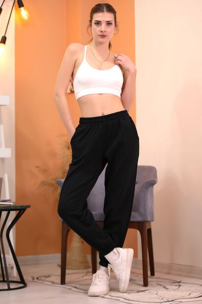 Kadın Paça Lastikli İçi Şardonlu İki İplik Eşofman Altı 