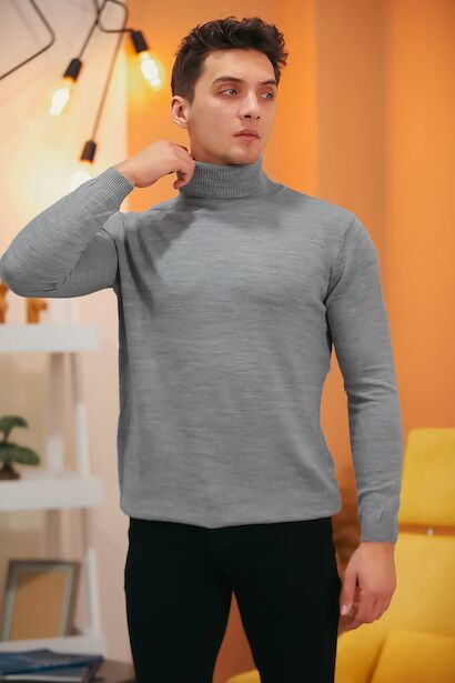 Erkek Balıkçı Yaka Triko Kazak 