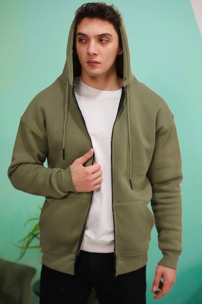 Erkek Kapşonlu Fermuarlı Sweat 