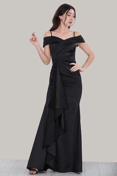 Kadın Saten Uzun Abıye 