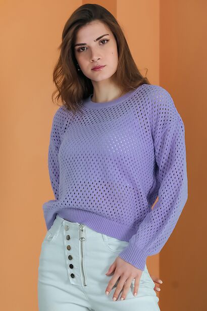 Kadın Delikli Triko  Lila 6