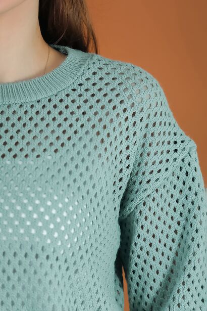 Kadın Delikli Triko  Çağla Yeşili 9