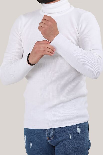 Erkek Balıkçı Yaka Fitilli Triko Kazak 