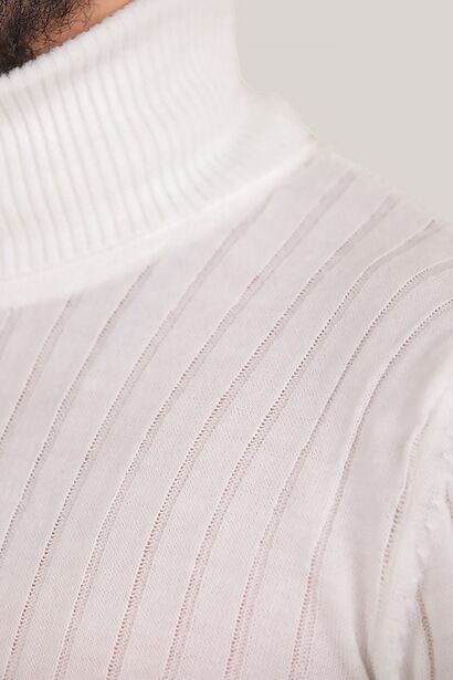 Erkek Balıkçı Yaka Kazak  Ekru 4