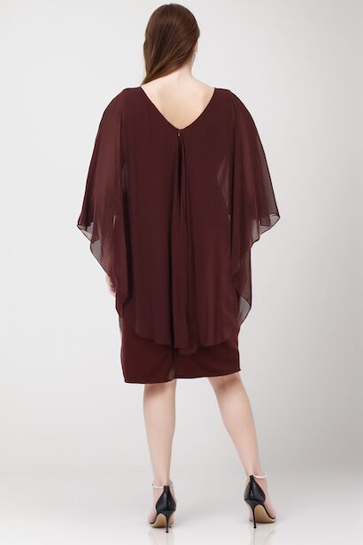 Büyük Beden Şifon Abiye  Bordo 2