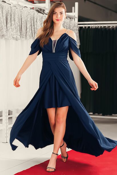 Kadın Taş Detaylı Uzun Abiye 