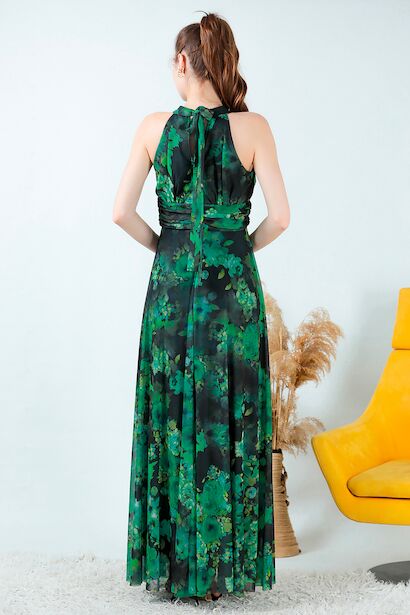 Kadın Tül Uzun Abiye  Yeşil 6