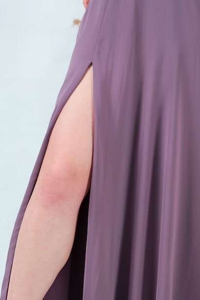 Kadın İp Askılı Şifon Uzun Abiye Mürdüm 9