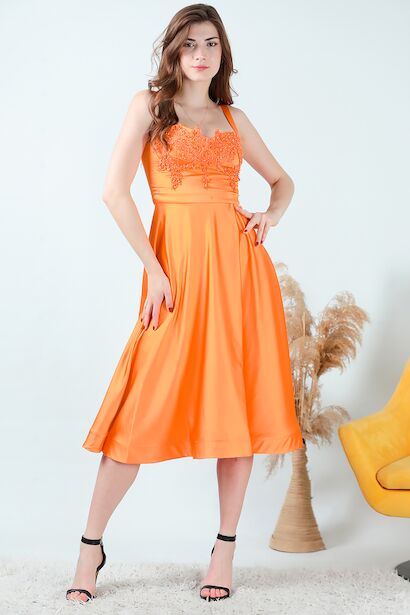 Kadın Midi Boy Saten Abiye 