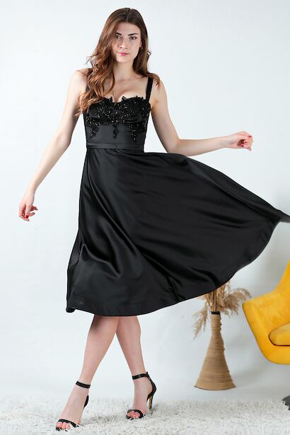 Kadın Midi Boy Saten Abiye 