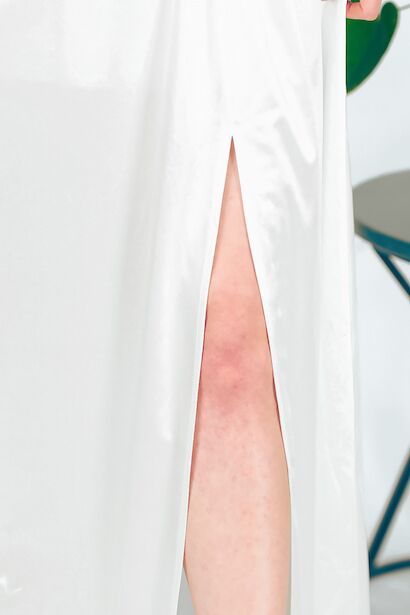 Kadın Saten Uzun Abiye Ekru 6