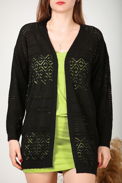 Kadın Delikli Hırka  Siyah 6