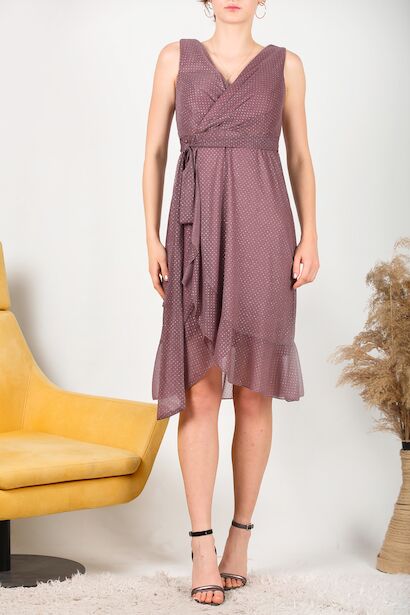 Kadın Önü Fırfırlı Abiye Mürdüm 6