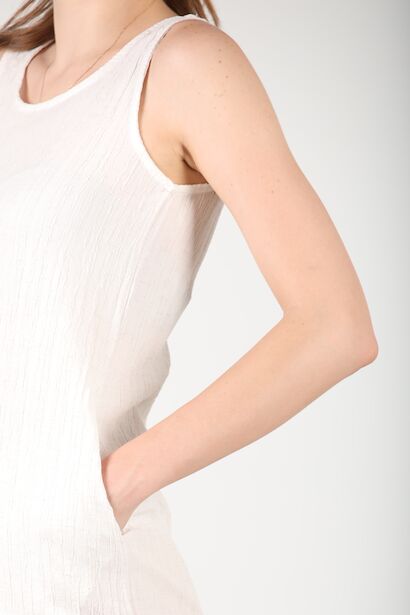 Kadın Kalın Askılı Elbise  Ekru 6