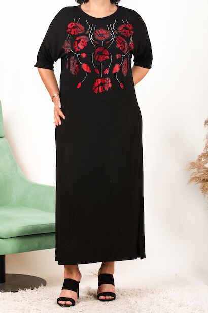 Büyük Beden Taşlı Elbise 