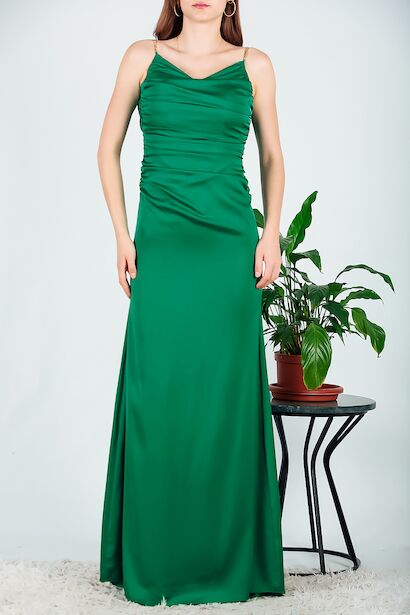 Kadın Zincir Detaylı Abiye Yeşil 6