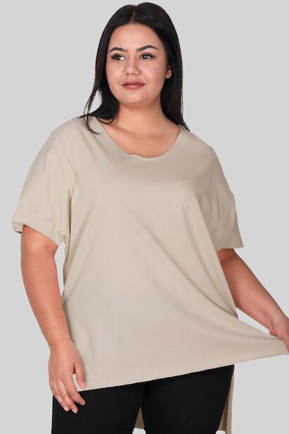 Büyük Beden V Yaka T-shırt 