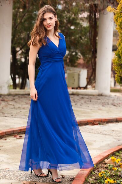 Kadın Tül Uzun Abiye Elbise 