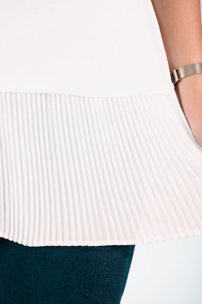 Büyük Beden Eteği Pileli Tunik  Ekru 6