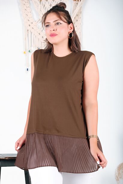 Büyük Beden Eteği Pileli Tunik 