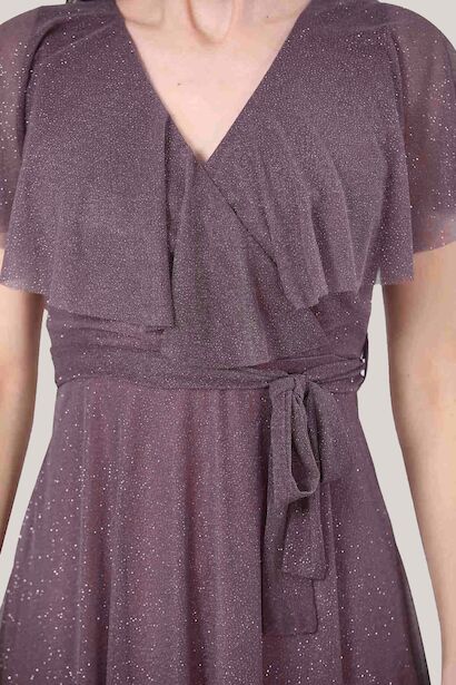 Kadın Simli Uzun Abiye  Mürdüm 9