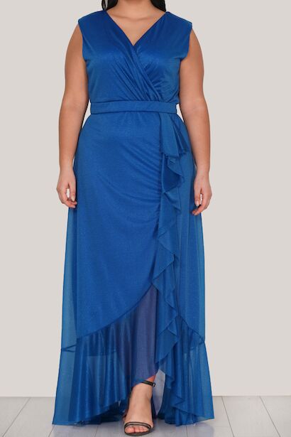 Büyük Beden Uzun Abiye  Saks 6