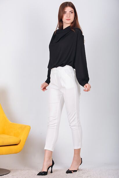 Kadın Çift Düğmeli Pantolon  Ekru 6