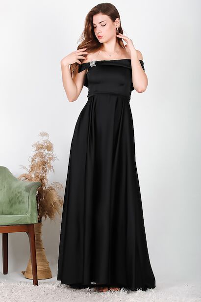 Kadın Taşlı Saten Abiye 