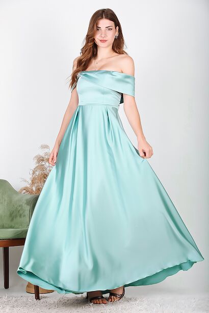 Kadın Taşlı Saten Abiye 