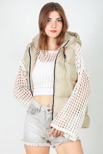 Kadın Kapşonlu Şişme Yelek 