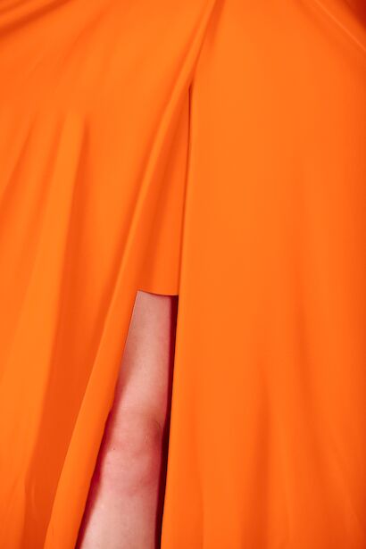 Kadın Uzun Saten Abiye Turuncu 9