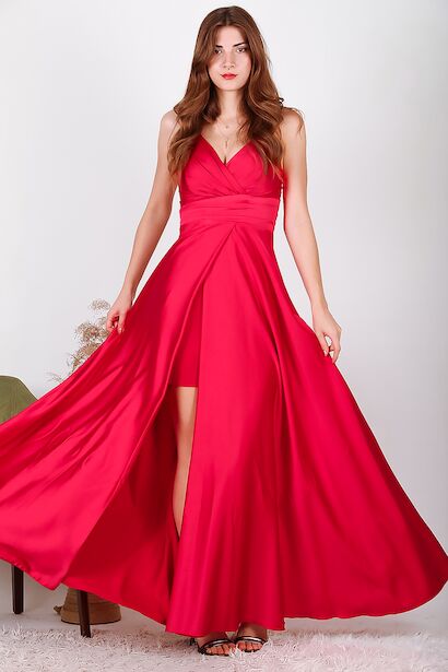 Kadın Uzun Saten Abiye 