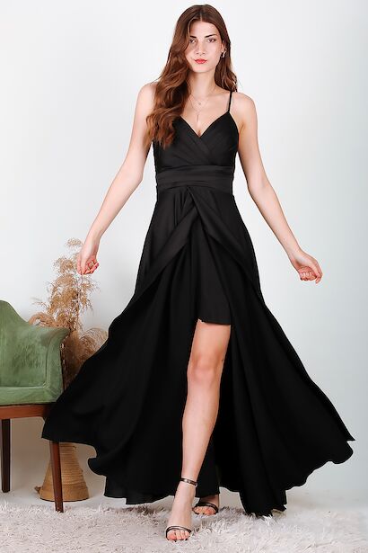 Kadın Uzun Saten Abiye 