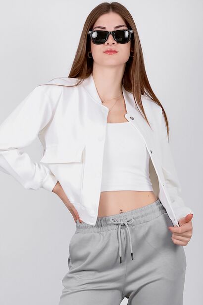 Kadın Büyük Cepli Bomber Ceket 