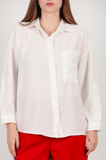 Kadın Cepli Gömlek  Ekru 6