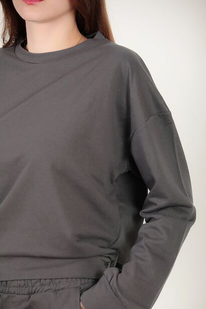 Kadın Paçası Lastikli Oversize Takım  Füme 9