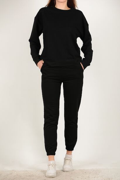 Kadın Paçası Lastikli Oversize Takım  Siyah 6