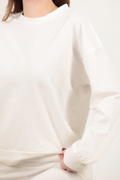 Kadın Paçası Lastikli Oversize Takım  Ekru 9