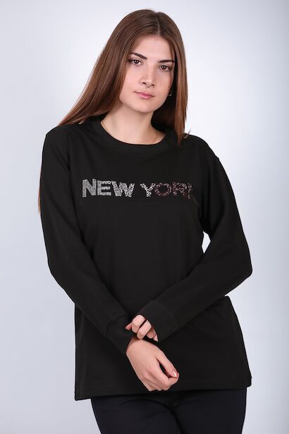 Kadın Bisiklet Yaka Baskılı Sweat 