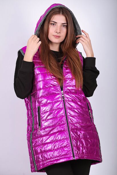 Kadın Parlak Uzun Yelek 