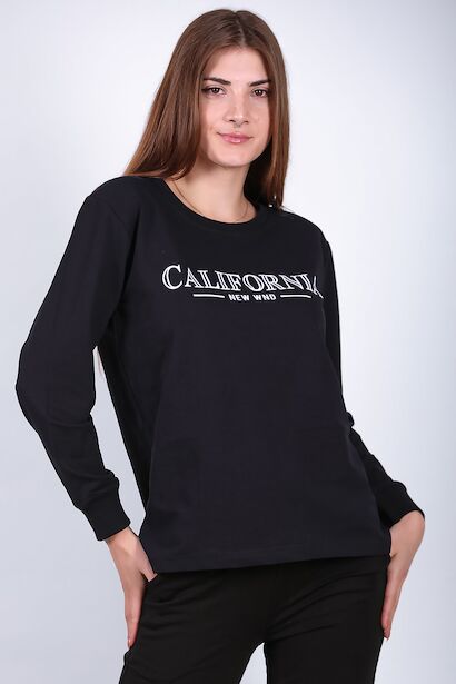 Kadın Bisiklet Yaka Baskılı Sweat 